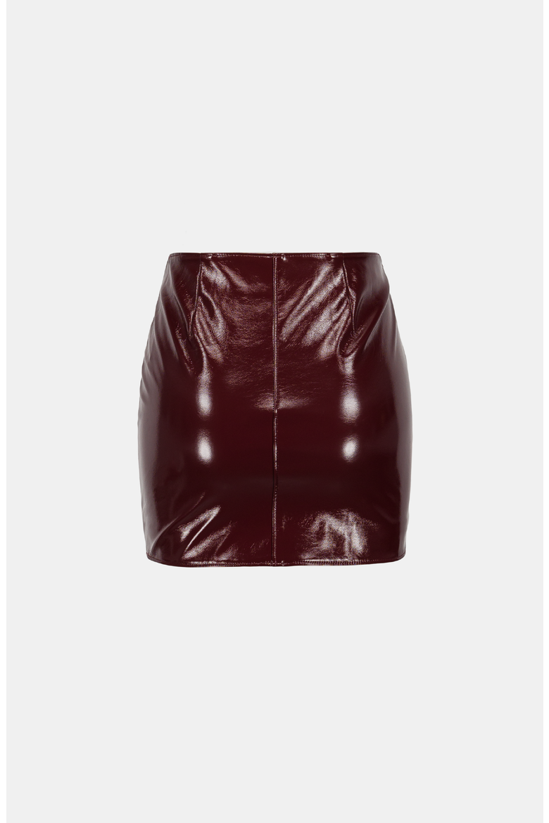 Patent Mini Skirt, Alternate, color, Maroon