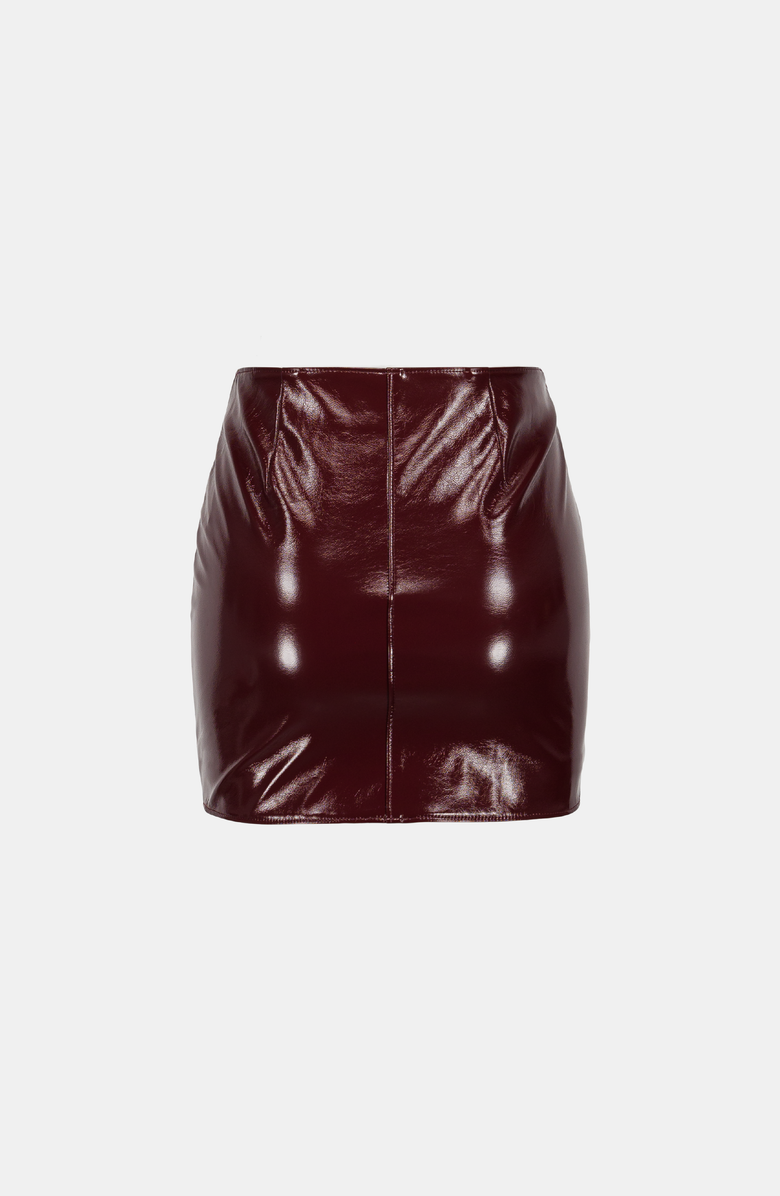 SAEMDI Patent Mini Skirt, Alternate, color, Maroon