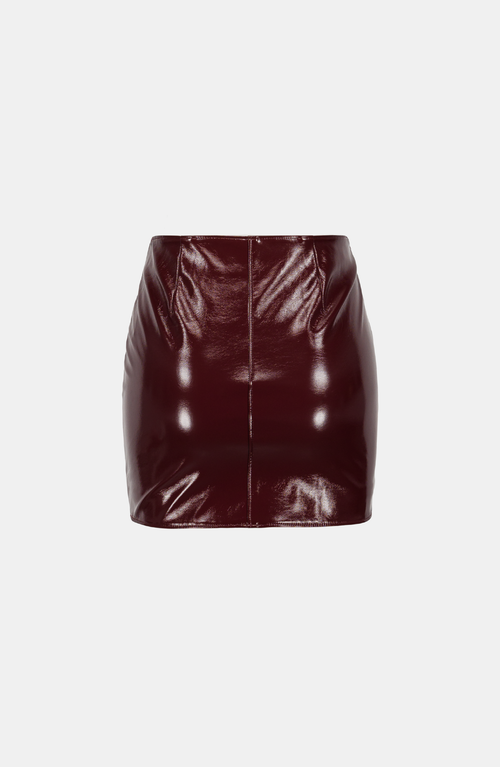 Saemdi Patent Mini Skirt In Brown