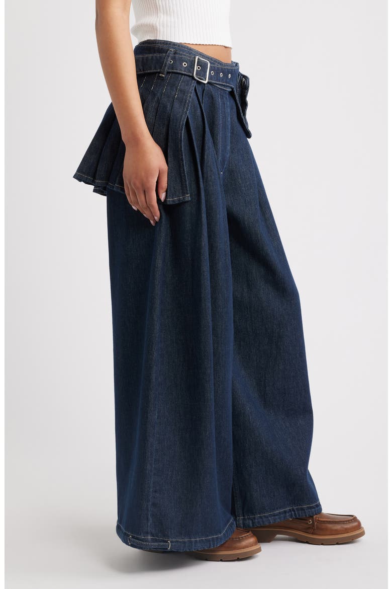 Mavi Pleated High Waist Wide Leg Balloon Jeans, Alternate, color, INDIGO