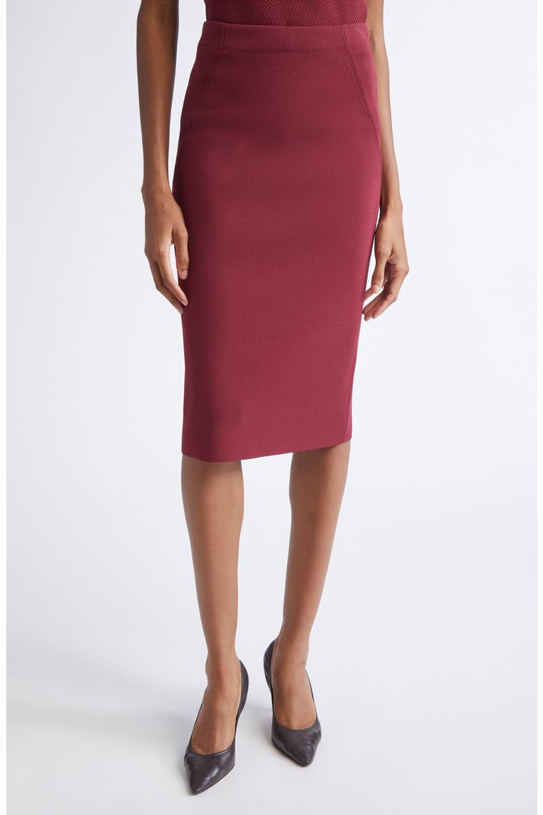 Nina Knit Pencil Skirt, Main, color, BORDEAUX