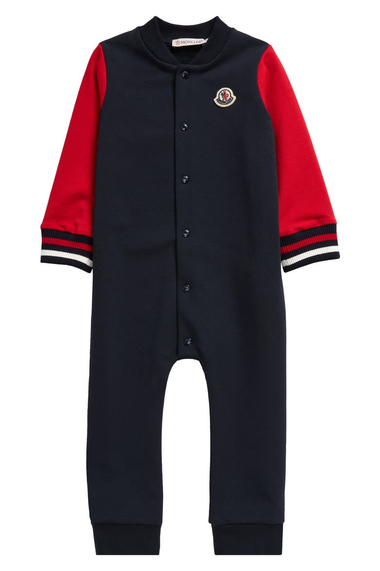 Colorblock Fleece Romper, Main, color, BLUE