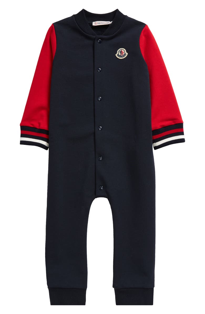 Moncler Colorblock Fleece Romper, Main, color,