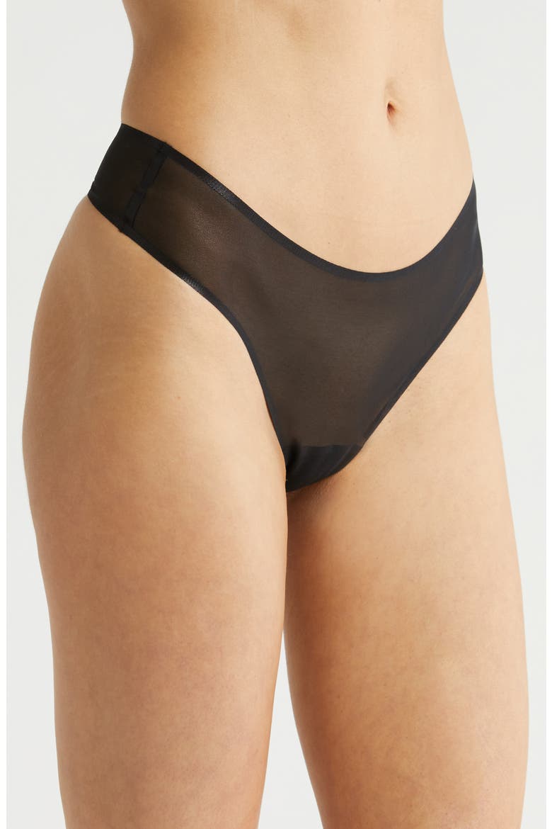 Chic Mesh Thong, Alternate, color, BLACK