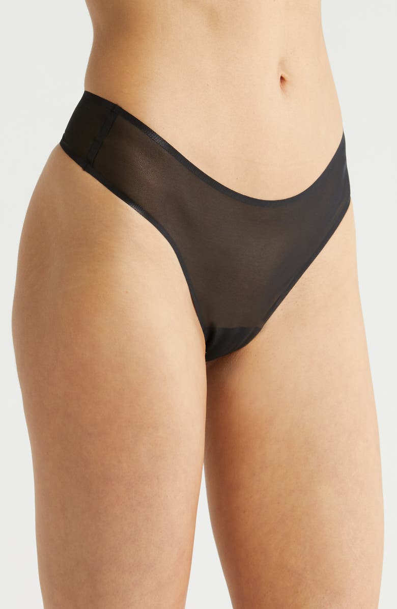 Commando Chic Mesh Thong, Alternate, color, Black
