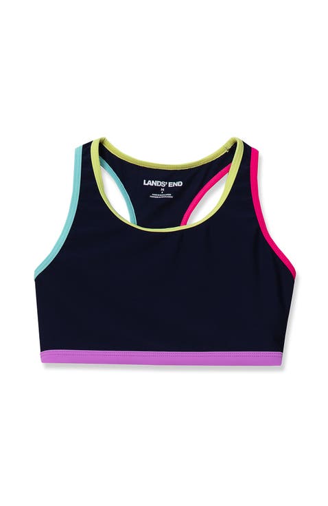 Girls Chlorine Resistant Contrast Racer Back Bikini Top