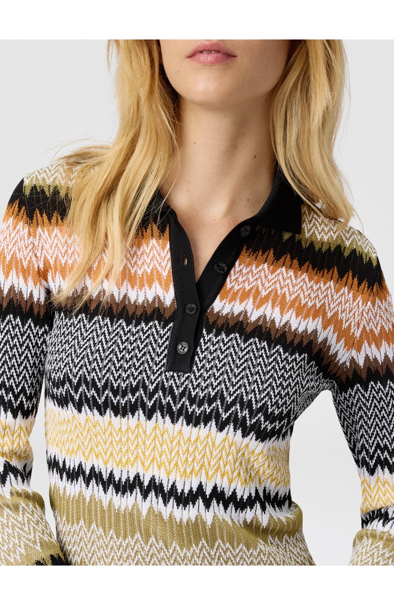 Missoni Long Sleeve Polo With Revisited Chevron Pattern, Alternate, color, Multicoloured