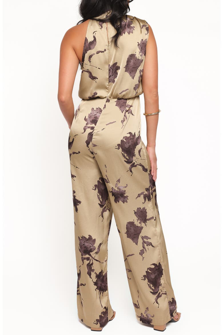 Savannah Floral One-Shoulder Satin Jumpsuit, Alternate, color, GOLD FLORAL