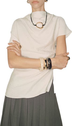Textured Drape Neck Top