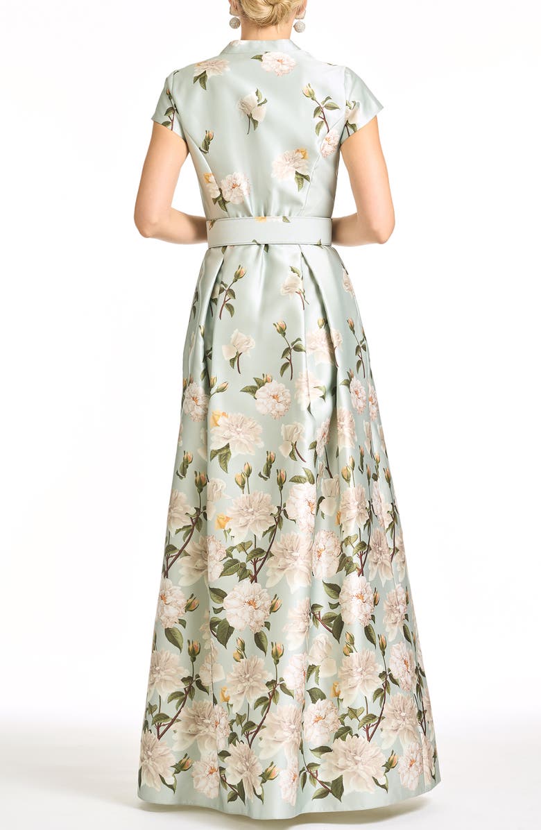 Sachin & Babi Marta Floral Belted Gown, Alternate, color, Celadon Sweetbriar