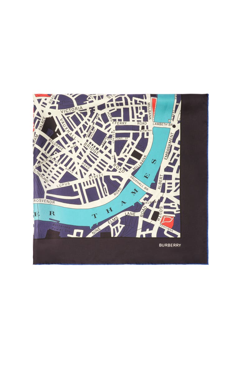 London Map Silk Scarf, Alternate, color, Iris purple