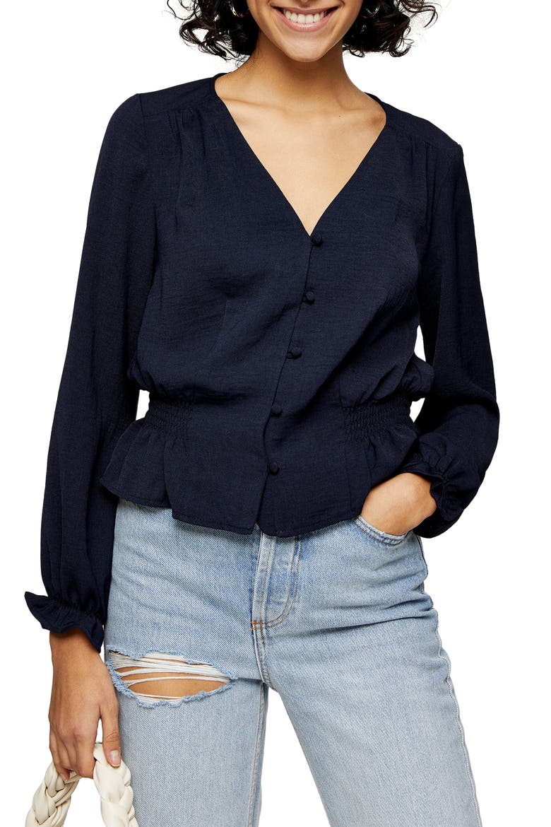 Millie Twill Tea Top, Main, color, NAVY BLUE