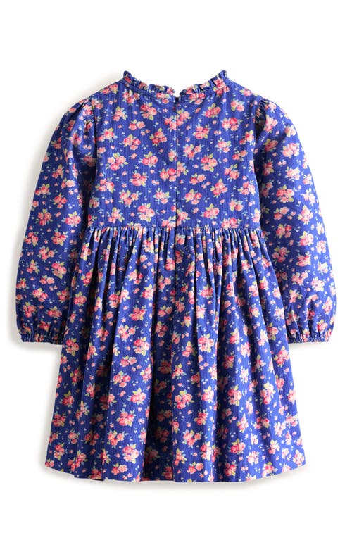 MINI BODEN MINI BODEN KIDS' FLORAL SKY APPLIQUÉ LONG SLEEVE COTTON CORDUROY DRESS