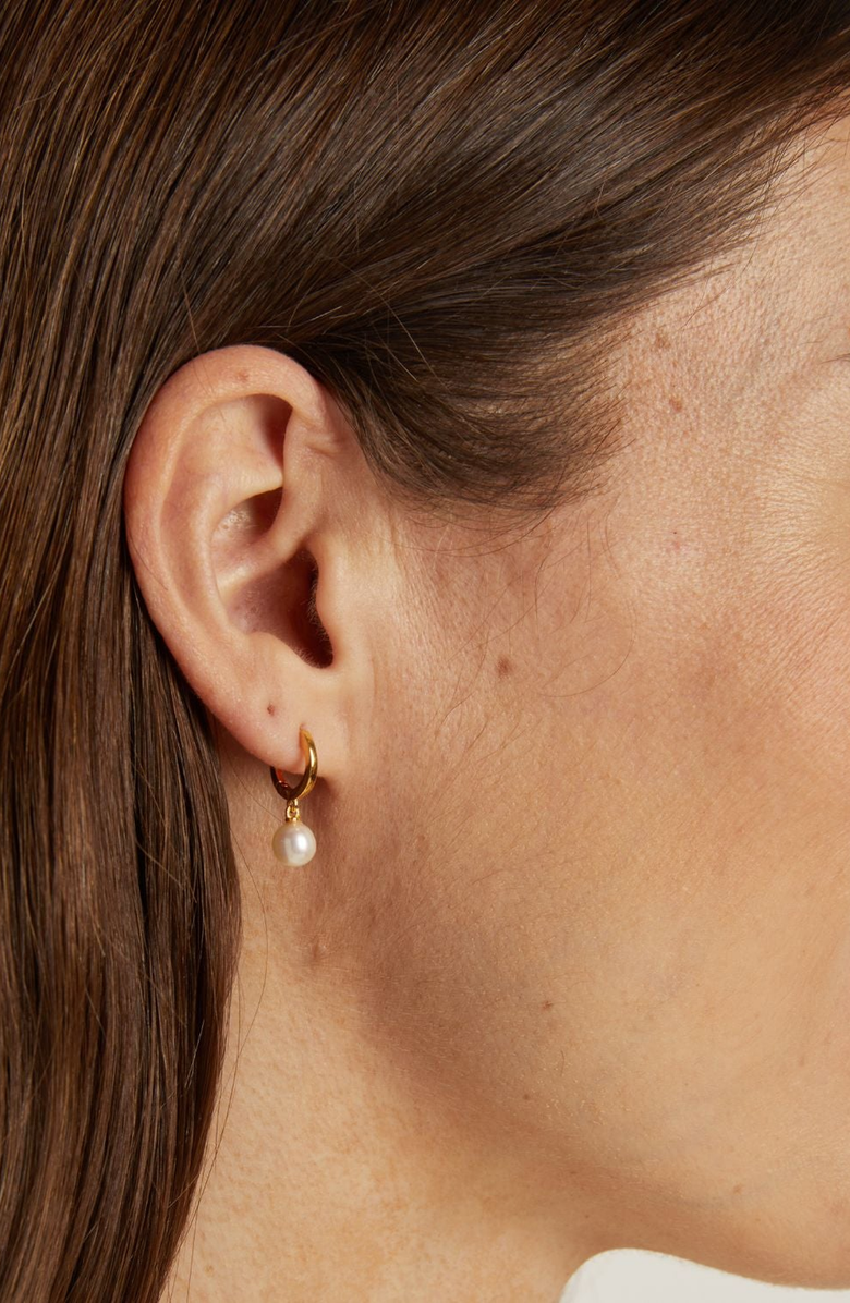 Aurate New York Pearl Huggie Earrings, Alternate, color, Yellow