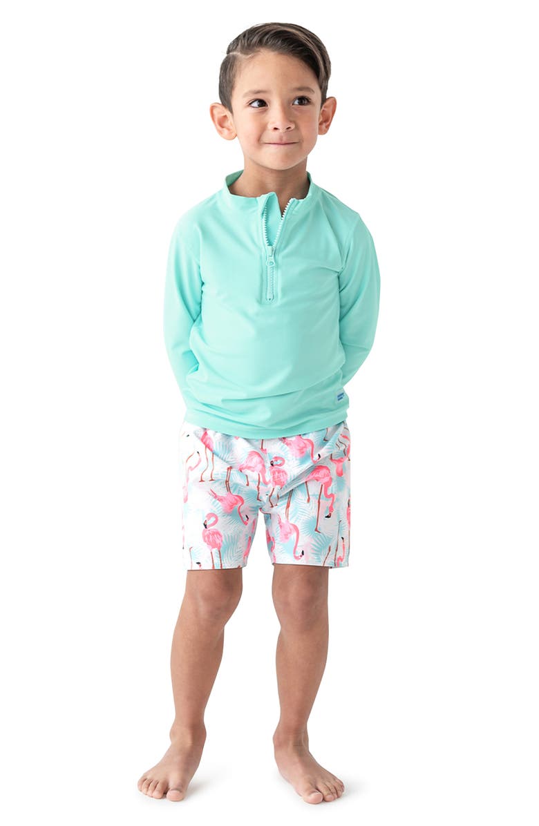 RuggedButts Flamingo Two-Piece Rashguard Swimsuit, Alternate, color, 