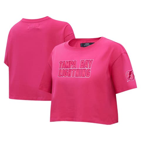 Women's Pro Standard Tampa Bay Lightning Triple Pink Cropped Boxy T-Shirt