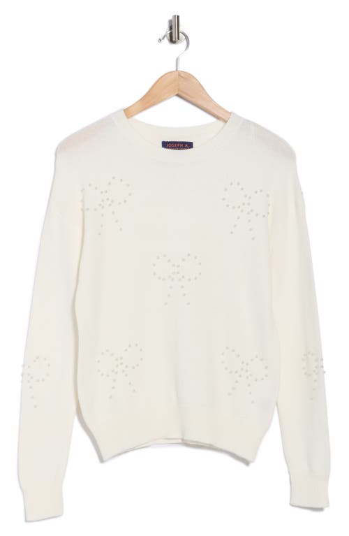 Joseph A Pearly Bow Embellished Sweater In White