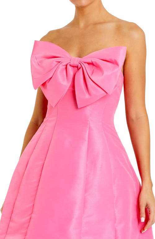 Mac Duggal Strapless Oversized Bow Fit & Flare Mini Dress In Pink