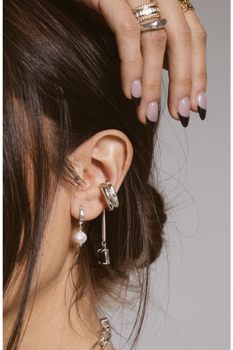 Josefine Freshwater Pearl Hoop Earrings, Alternate, color, SILVER