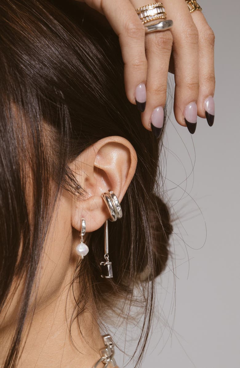 Child of Wild Josefine Freshwater Pearl Hoop Earrings, Alternate, color, Silver