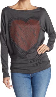 GO COUTURE Printed Boatneck Sweater