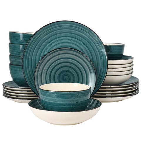 Gia 24 Piece Round Stoneware Dinnerware Set