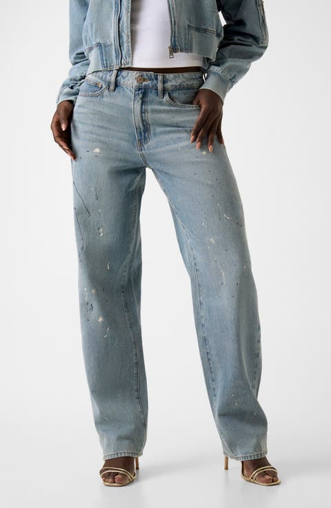 Paint Splatter Relaxed Barrel Leg Jeans