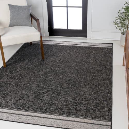 Jonathan Y Alda Modern Minimalist Mingled Solid Indoor/outdoor Area Rug In Black/cream