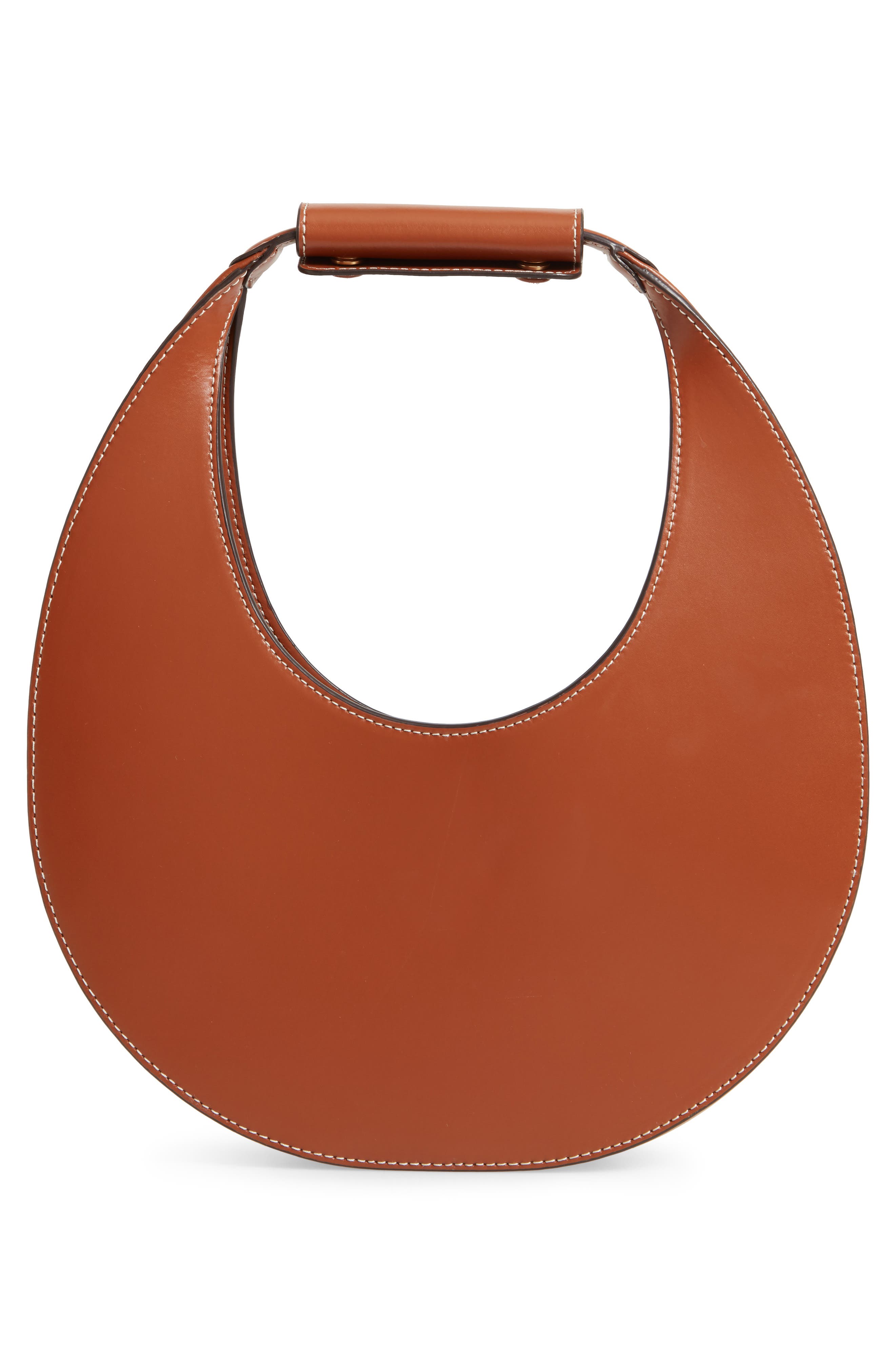 STAUD Leather Moon Bag, Alternate, color, Tan