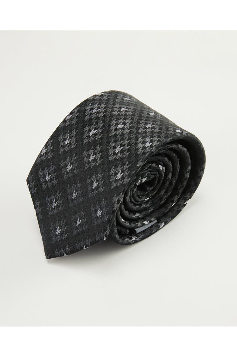 Houndstooth Mosaic Silk Jacquard Tie, Main, color, Charcoal