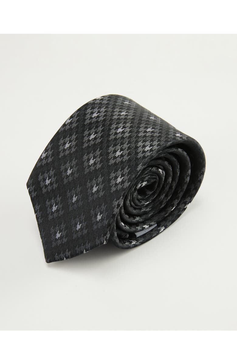 Knottery & Co Houndstooth Mosaic Silk Jacquard Tie, Main, color, Charcoal