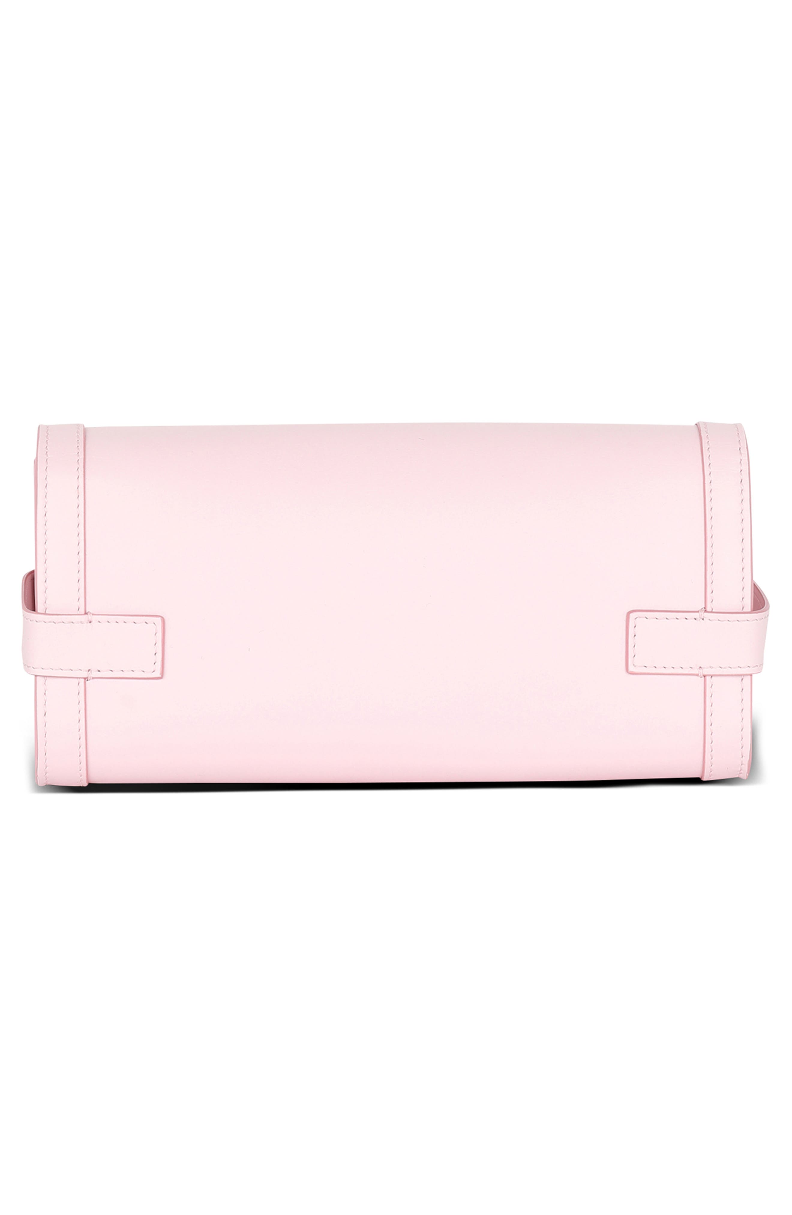 Balmain B-Buzz 23 Calfskin Leather Clutch, Alternate, color, 