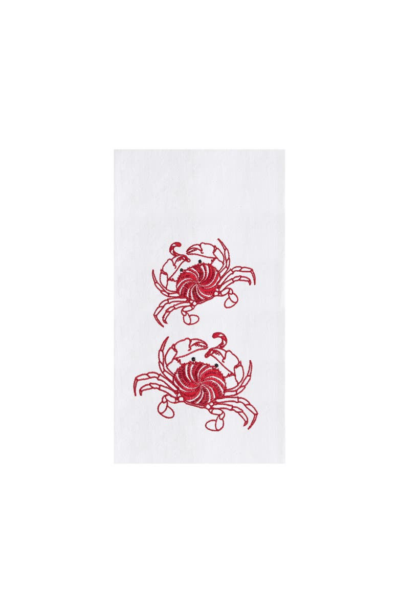 C&F Home Peppermint Crabs Christmas Embroidered 100% Cotton Flour Sack Dishtowel, Main, color, Red