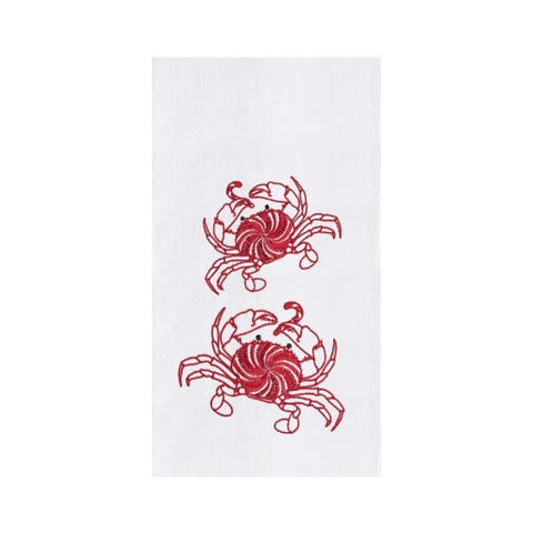 Peppermint Crabs Christmas Embroidered 100% Cotton Flour Sack Dishtowel
