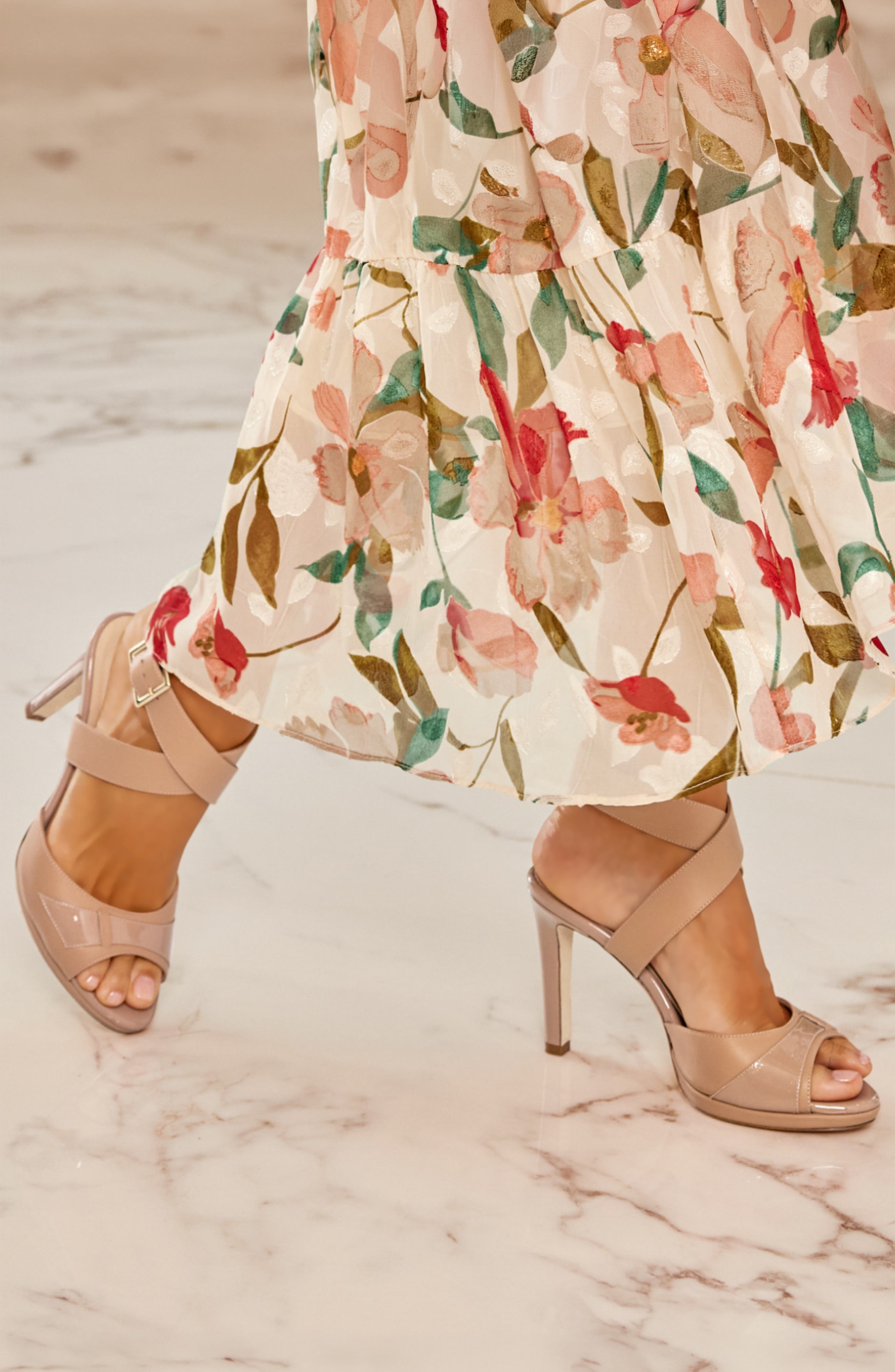 Fiorella Sandal Leather Platform Heels, Alternate, color, Dark Caramel