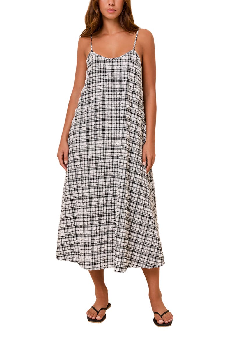 The Lois Check Sleeveless Maxi Dress, Main, color, NOIR