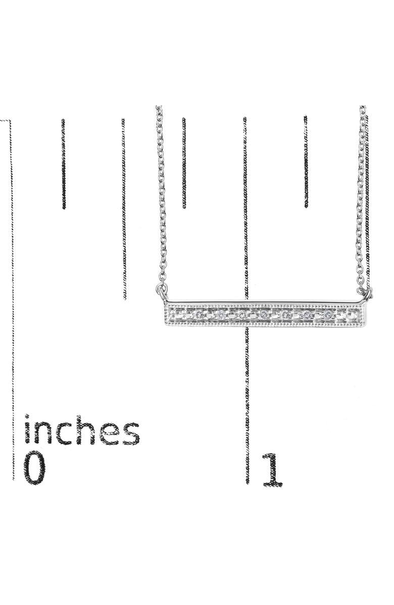 Haus of Brilliance Sterling Silver Diamond Accent Milgrain Bar Pendant Necklace, Alternate, color, Silver