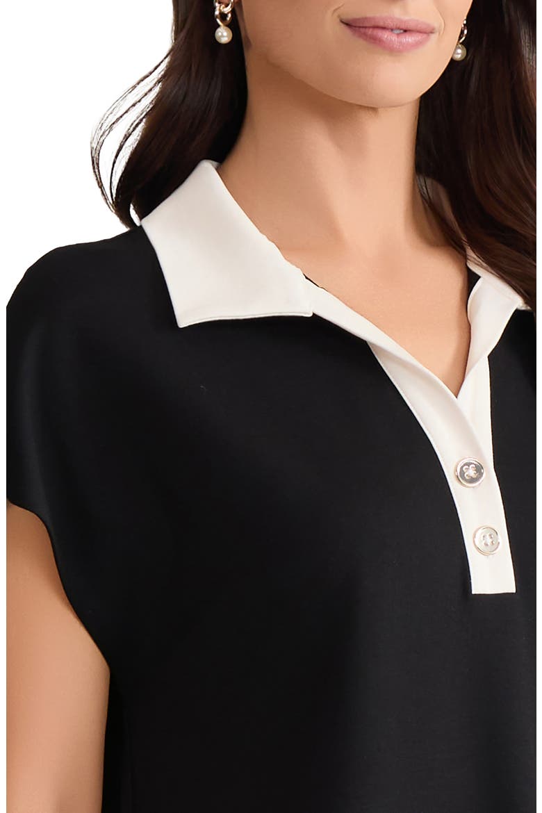 Dolman Sleeve Polo Shirt, Alternate, color, JONES BLACK/ JONES WHITE