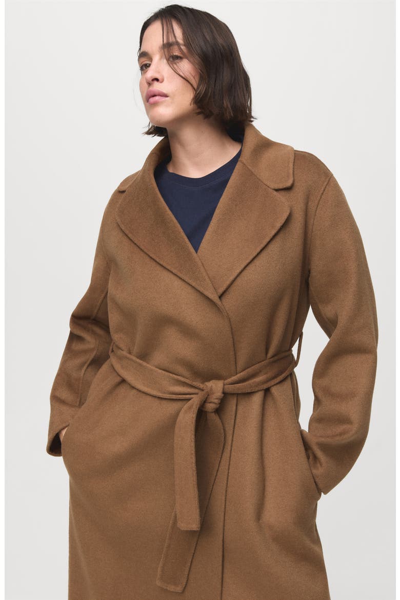 Wool Blend Wrap Coat, Alternate, color, MEDIUM BROWN