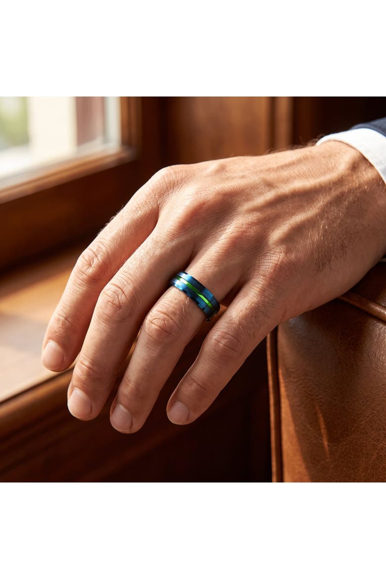 Men's Brushed Blue Tungsten Green Aluminum Ring 6mm Wedding Band, Alternate, color, Tungsten