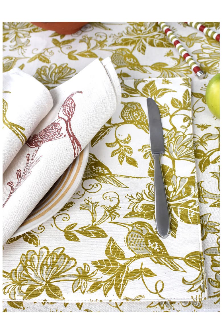Honeysuckle Botanical Set of 4 Placemats, Alternate, color, CHARTREUSE