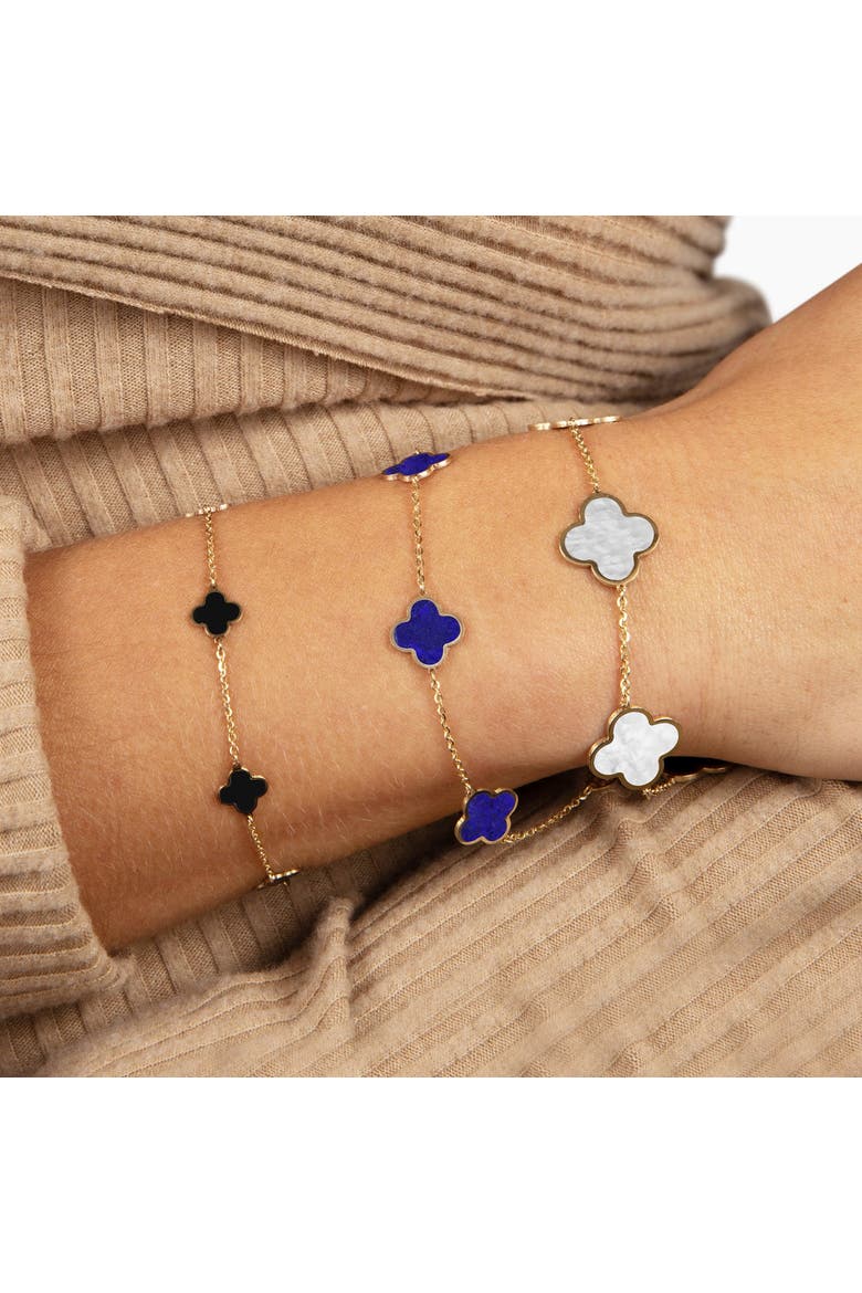 Small Lapis Clover Bracelet, Alternate, color, Lapis