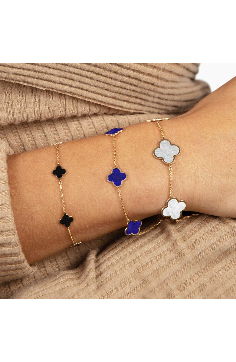 The Lovery Fine Jewelry Small Lapis Clover Bracelet, Alternate, color, Lapis