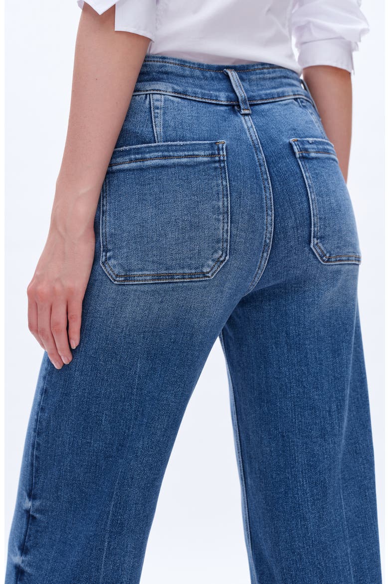 Frayed Welt Pocket High Waist Crop Wide Leg Jeans, Alternate, color, MEDIUM BLUE