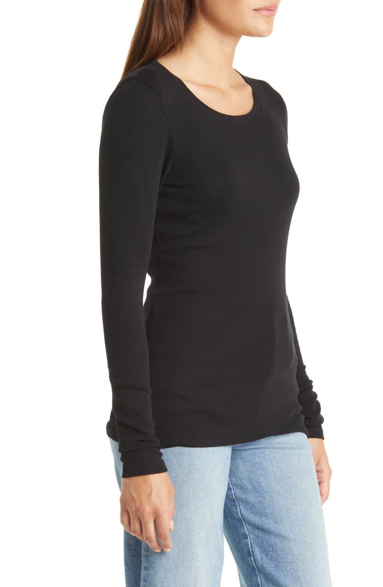 Caslon<sup>®</sup> Scoop Neck Long Sleeve Cotton Knit Top, Alternate, color, 