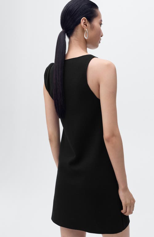 Mango Asymmetrical Knitted Dress With Strap In Black