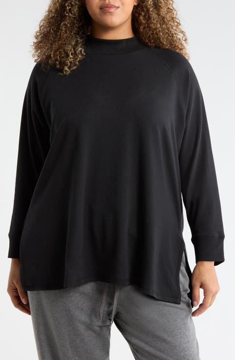 Mock Neck Terry Tunic Top