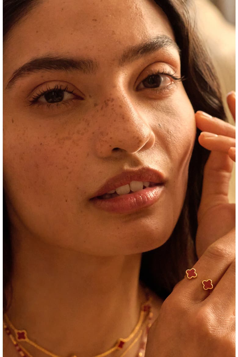 Signature Clover Collection Red Clover Ring In Gold-Tone Plating, Alternate, color, Red Stud