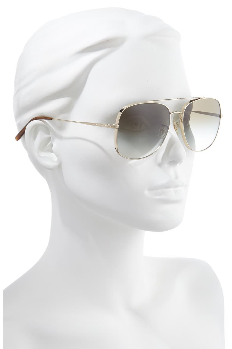 Taron 58mm Gradient Aviator Sunglasses, Alternate, color, GOLD/ GREEN