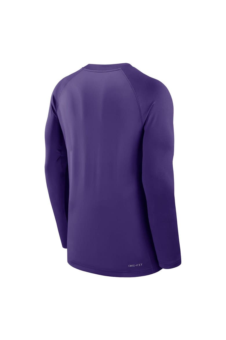 Men's Nike Purple LSU Tigers Dugout Game Time Raglan Dri-FIT Long Sleeve T-Shirt, Alternate, color, Purple